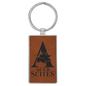 Rawhide Lasered Leatherette/Metal Rectangle Keychain