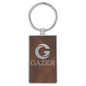 Rustic/Silver Lasered Leatherette/Metal Rectangle Keychain
