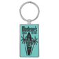 Teal Lasered Leatherette/Metal Rectangle Keychain