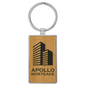 Bamboo Lasered Leatherette/Metal Rectangle Keychain