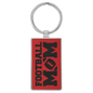 Red Lasered Leatherette/Metal Rectangle Keychain