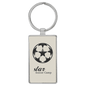 White Lasered Leatherette/Metal Rectangle Keychain