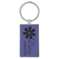 Purple Lasered Leatherette/Metal Rectangle Keychain