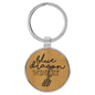 Bamboo Lasered Leatherette/Metal Round Keychain