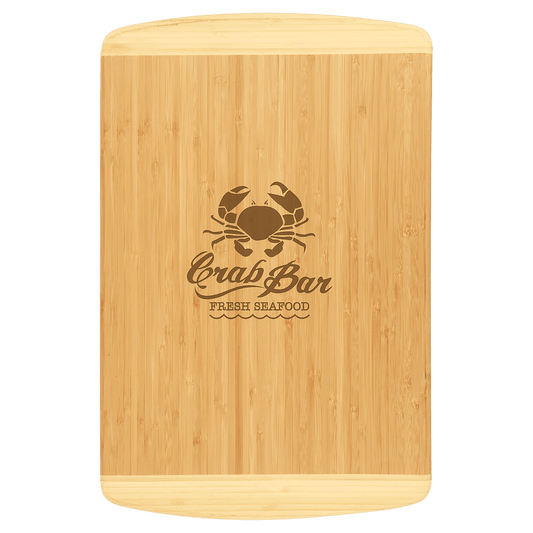 Large Genuine Bamboo Two-Tone Rectangle Cutting Board