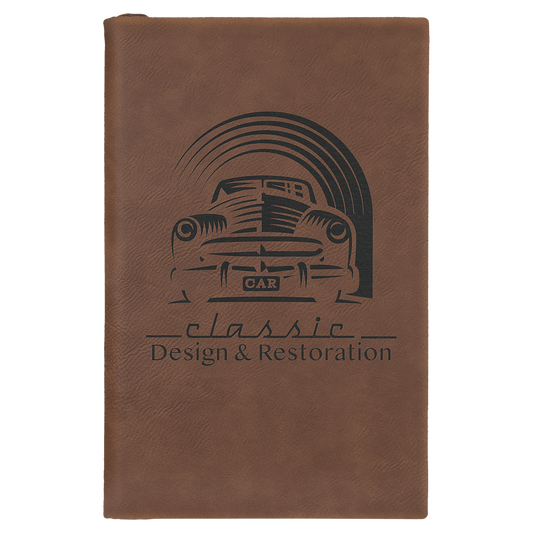 Dark Brown Lasered Leatherette Sketch Book with White Unlined Paper