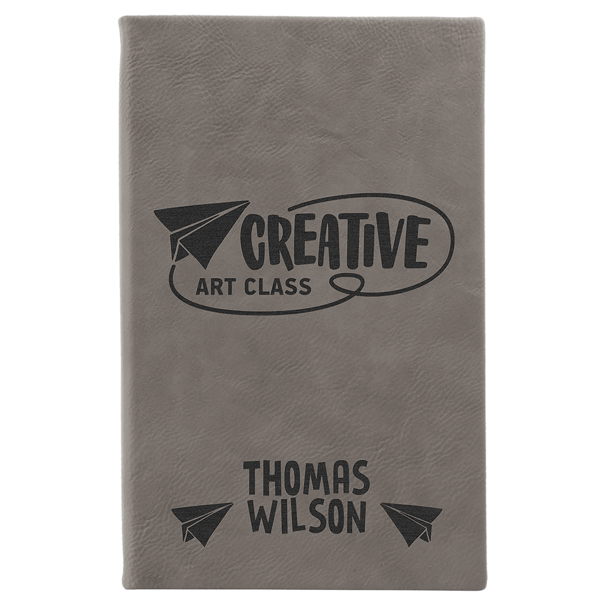 Gray Lasered Leatherette Sketch Book with White Unlined Paper