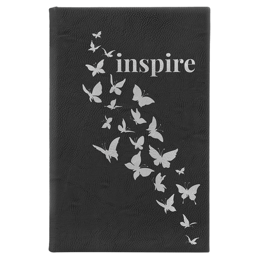 Black/Silver Lasered Leatherette Sketch Book with White Unlined Paper