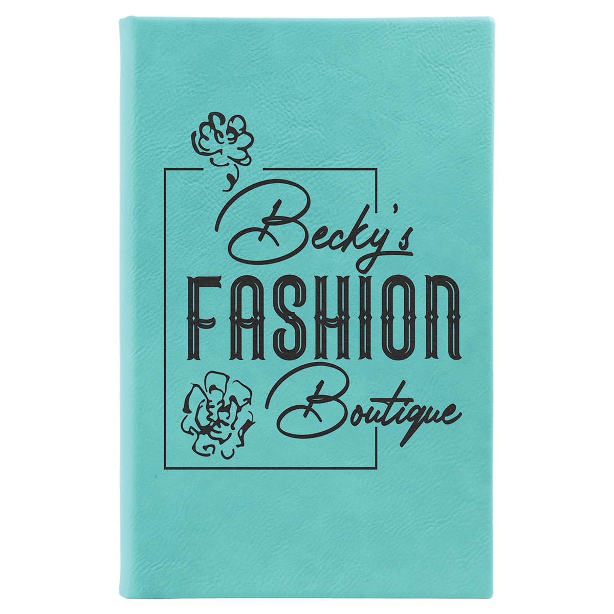Teal Lasered Leatherette Sketch Book with White Unlined Paper