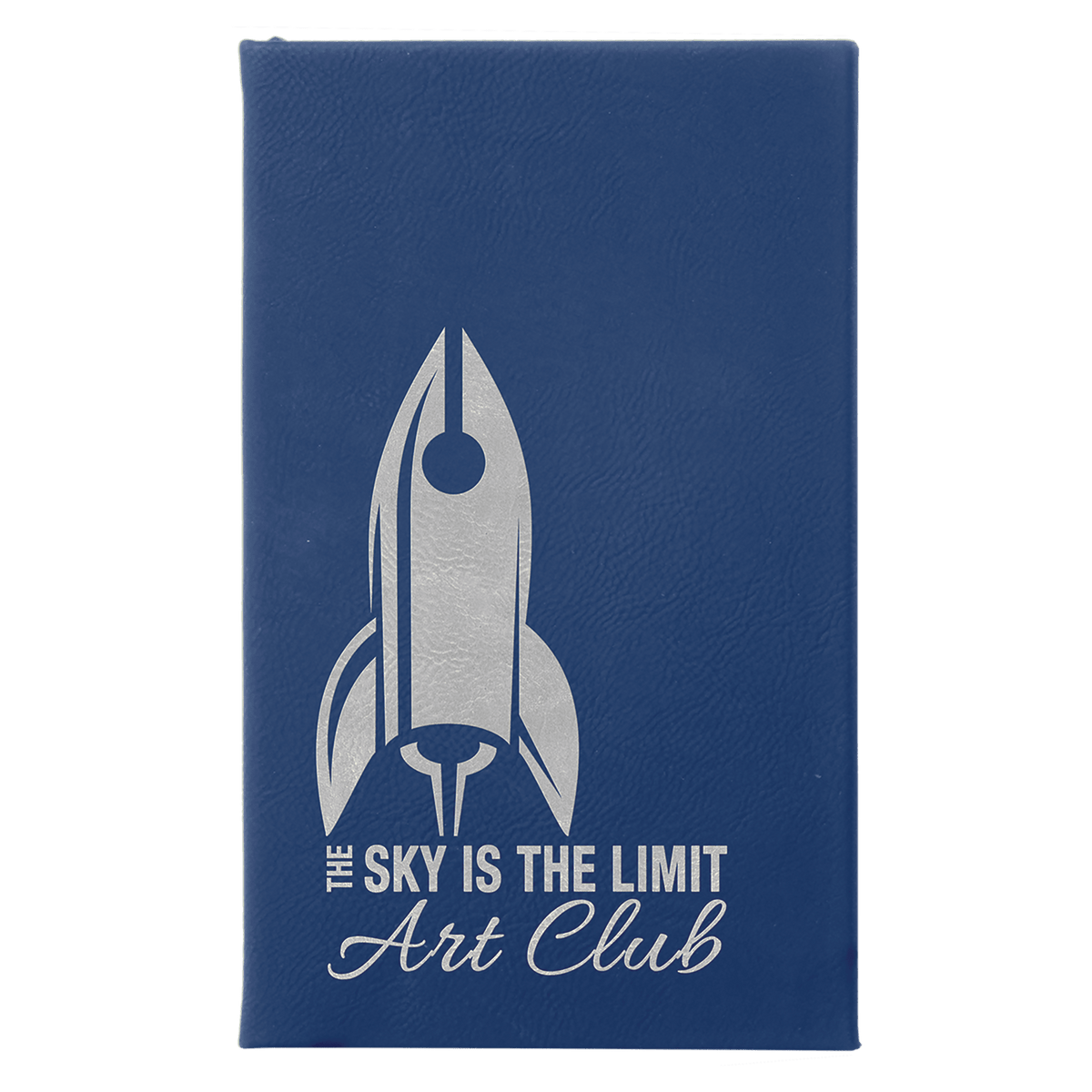 Blue/Silver Lasered Leatherette Sketch Book with White Unlined Paper