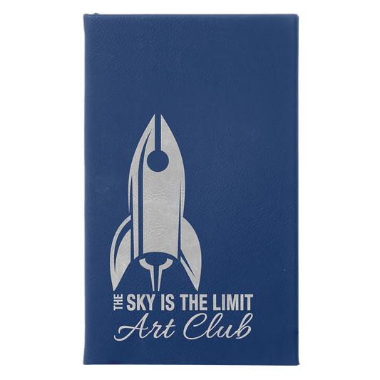 Blue/Silver Lasered Leatherette Sketch Book with White Unlined Paper