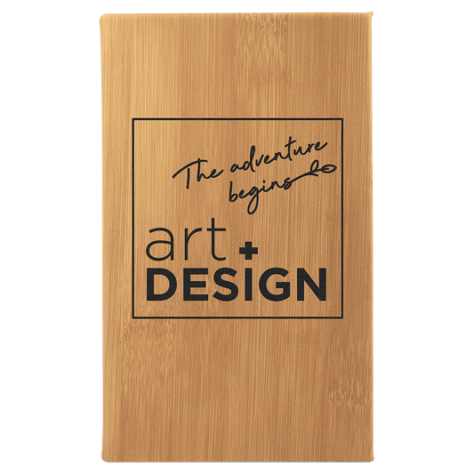 Bamboo Lasered Leatherette Sketch Book with White Unlined Paper
