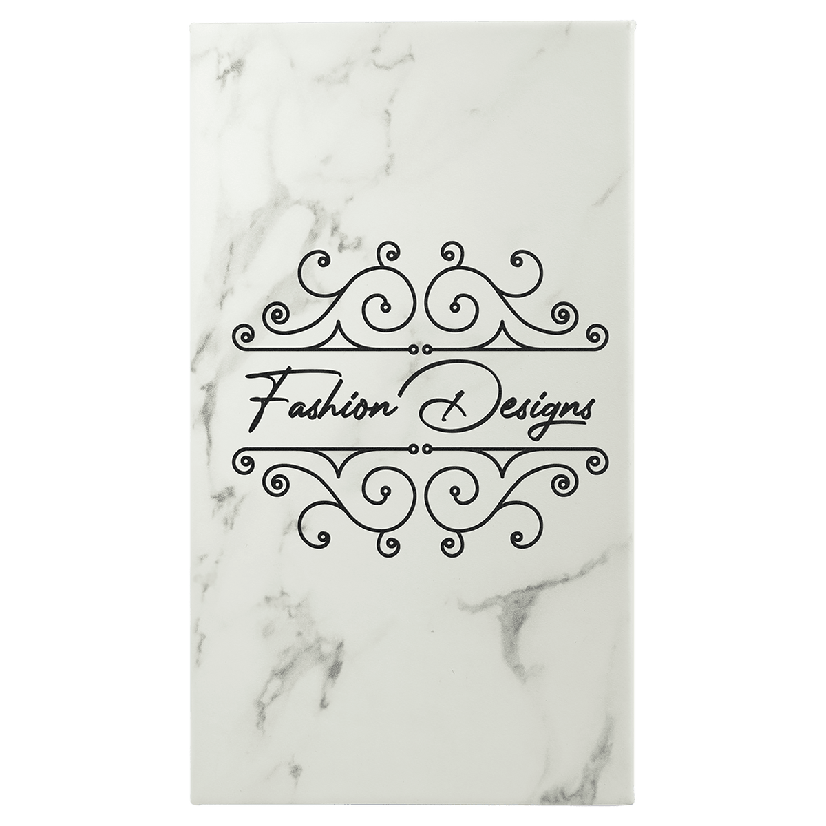 White Marble Lasered Leatherette Sketch Book with White Unlined Paper