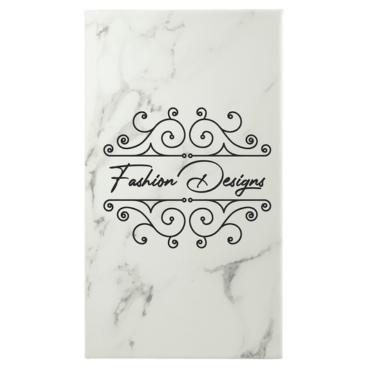 White Marble Lasered Leatherette Sketch Book with White Unlined Paper