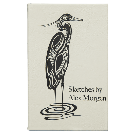 White Lasered Leatherette Sketch Book with White Unlined Paper
