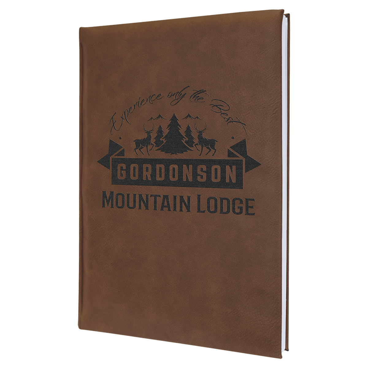 Dark Brown Lasered Leatherette Journal with Lined Paper