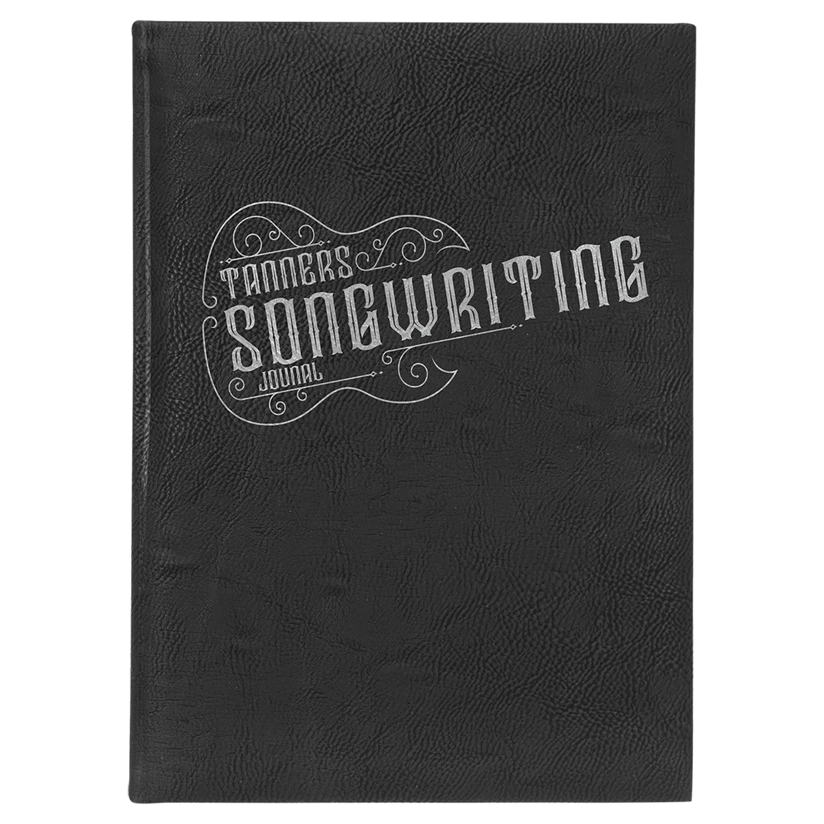 Black/Silver Lasered Leatherette Journal with Lined Paper