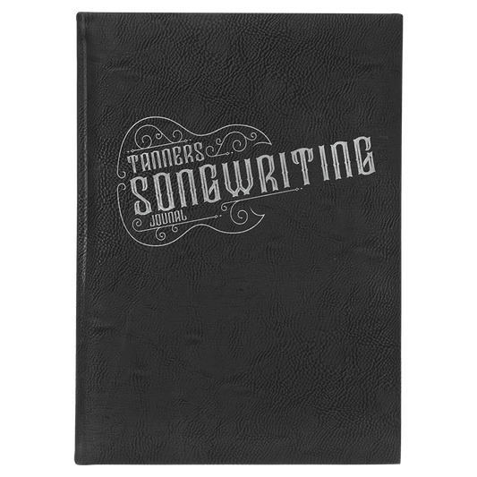 Black/Silver Lasered Leatherette Journal with Lined Paper