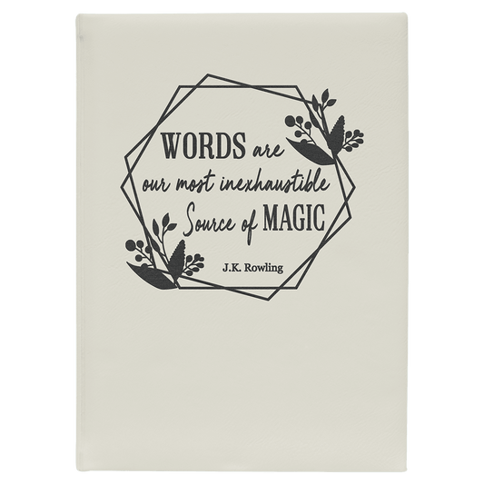 White Lasered Leatherette Journal with Lined Paper