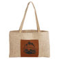 Burlap Bag with 5" Gusset and Leatherette Trim-Rawhide