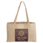 Burlap Bag with 5" Gusset and Leatherette Trim-Rustic/Gold