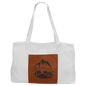 White Canvas Bag with 5" Gusset and Leatherette Trim-Rawhide