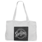 White Canvas Bag with 5" Gusset and Leatherette Trim-Black/Silver
