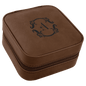 Dark Brown Lasered Leatherette Travel Jewelry Box with Black Lining
