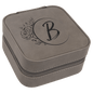 Gray Lasered Leatherette Travel Jewelry Box with Black Lining