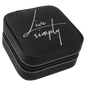 Black/Silver Lasered Leatherette Travel Jewelry Box with Black Lining