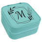 Teal Lasered Leatherette Travel Jewelry Box with Black Lining