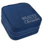 Blue/Silver Lasered Leatherette Travel Jewelry Box with Black Lining