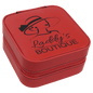 Red Lasered Leatherette Travel Jewelry Box with Black Lining