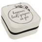 White Lasered Leatherette Travel Jewelry Box with Black Lining