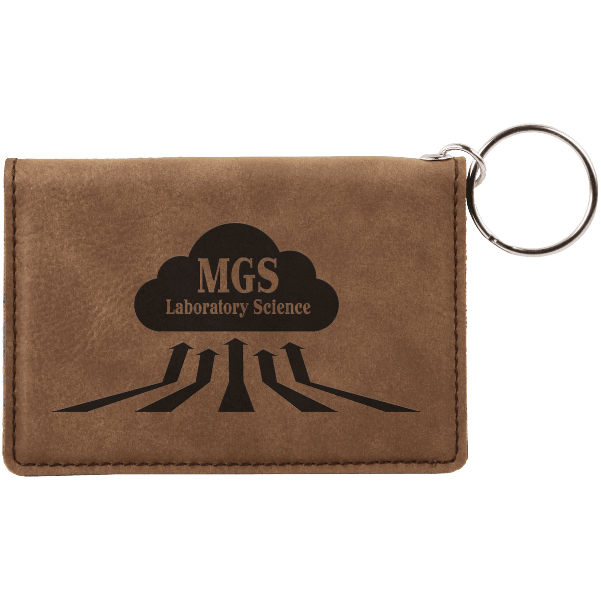 Dark Brown Leatherette ID Holder with Keychain