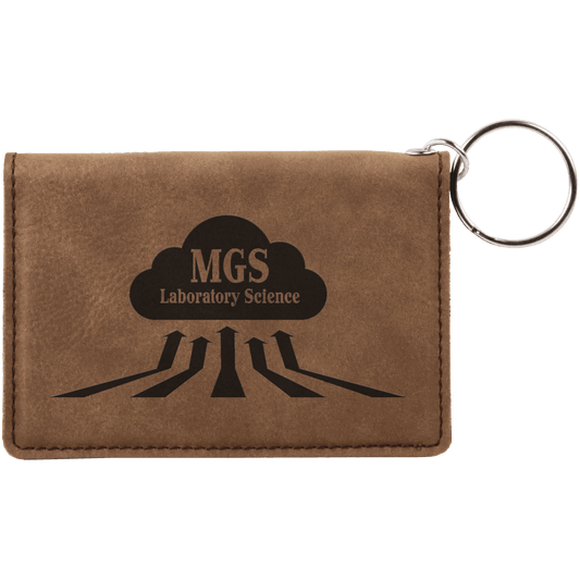Dark Brown Leatherette ID Holder with Keychain