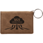 Dark Brown Leatherette ID Holder with Keychain