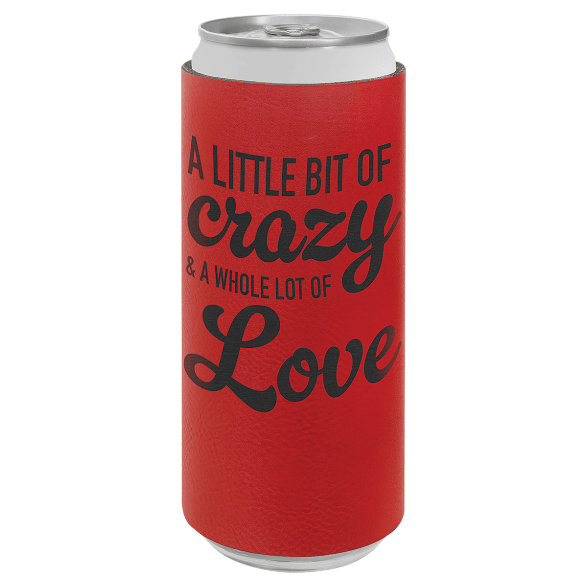Red Leatherette Slim Beverage Holder
