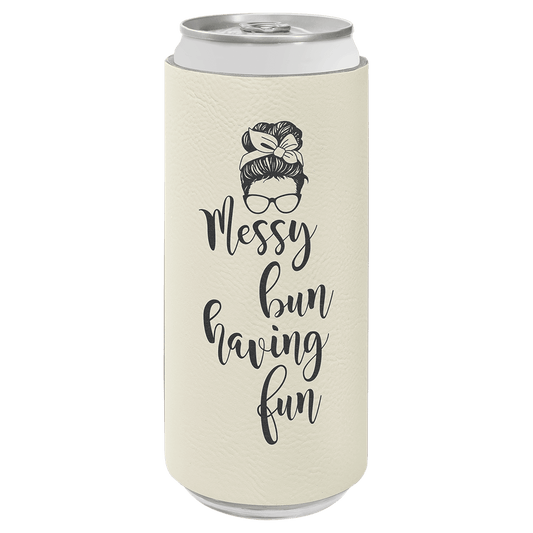 White Leatherette Slim Beverage Holder