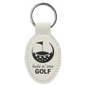 White Leatherette Oval Keychain