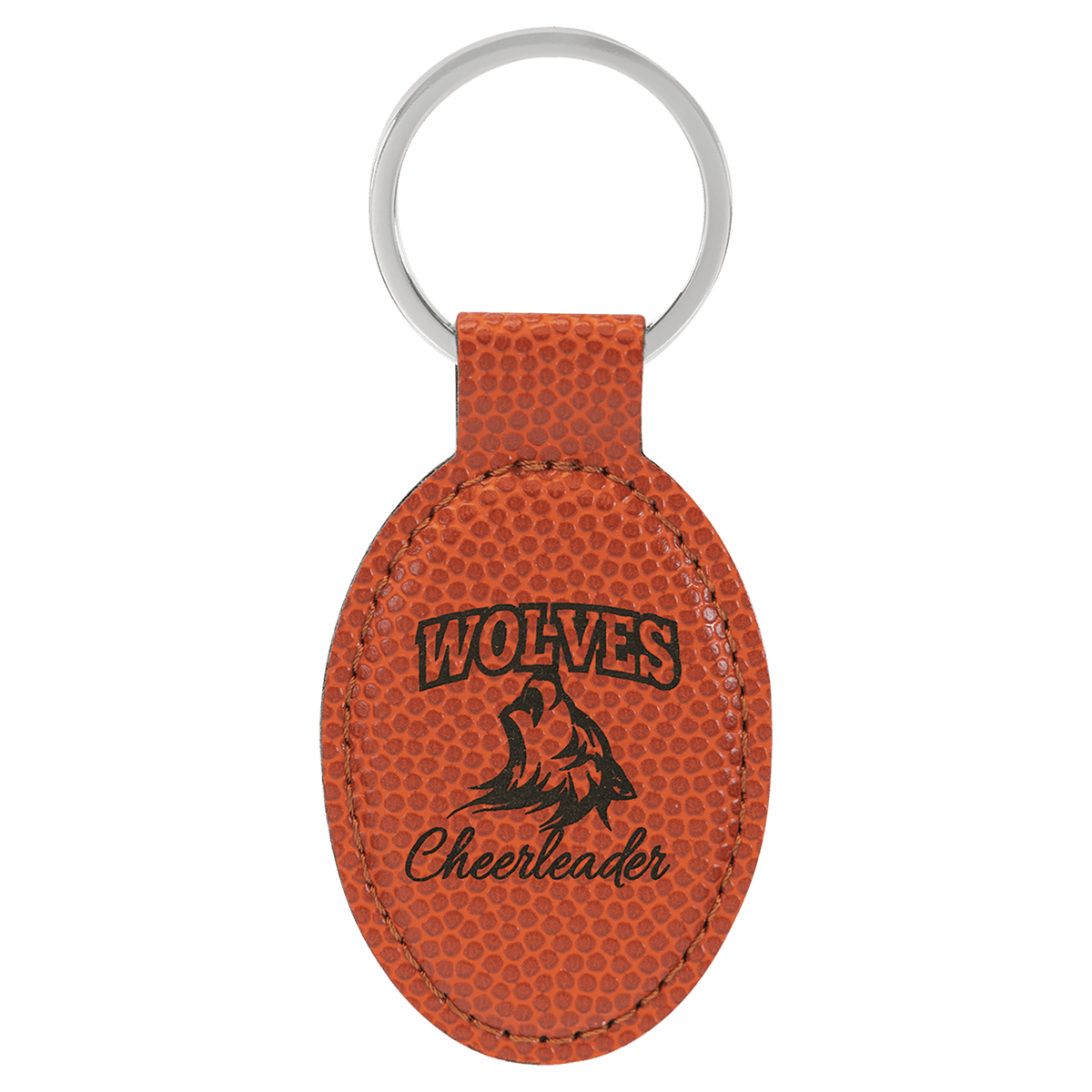 Basketball Leatherette Oval Keychain