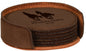 Dark Brown Leatherette Round 6-Coaster Set