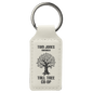 White Leatherette Rectangle Keychain