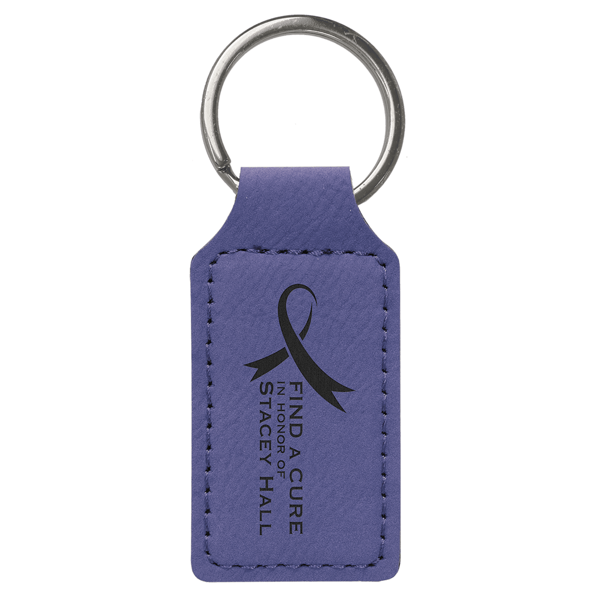 Purple Leatherette Rectangle Keychain