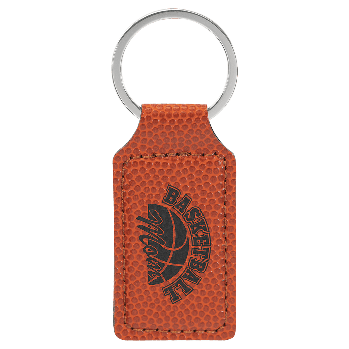 Basketball Leatherette Rectangle Keychain
