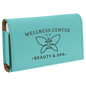 Teal Lasered Leatherette Pill Box with Separate Adjustable Containers