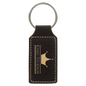 Black/Gold Leatherette Rectangle Keychain