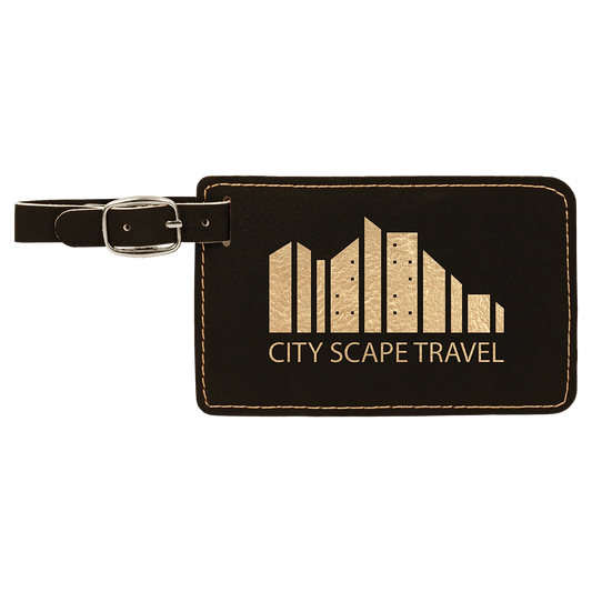 Black/Gold Leatherette Luggage Tag