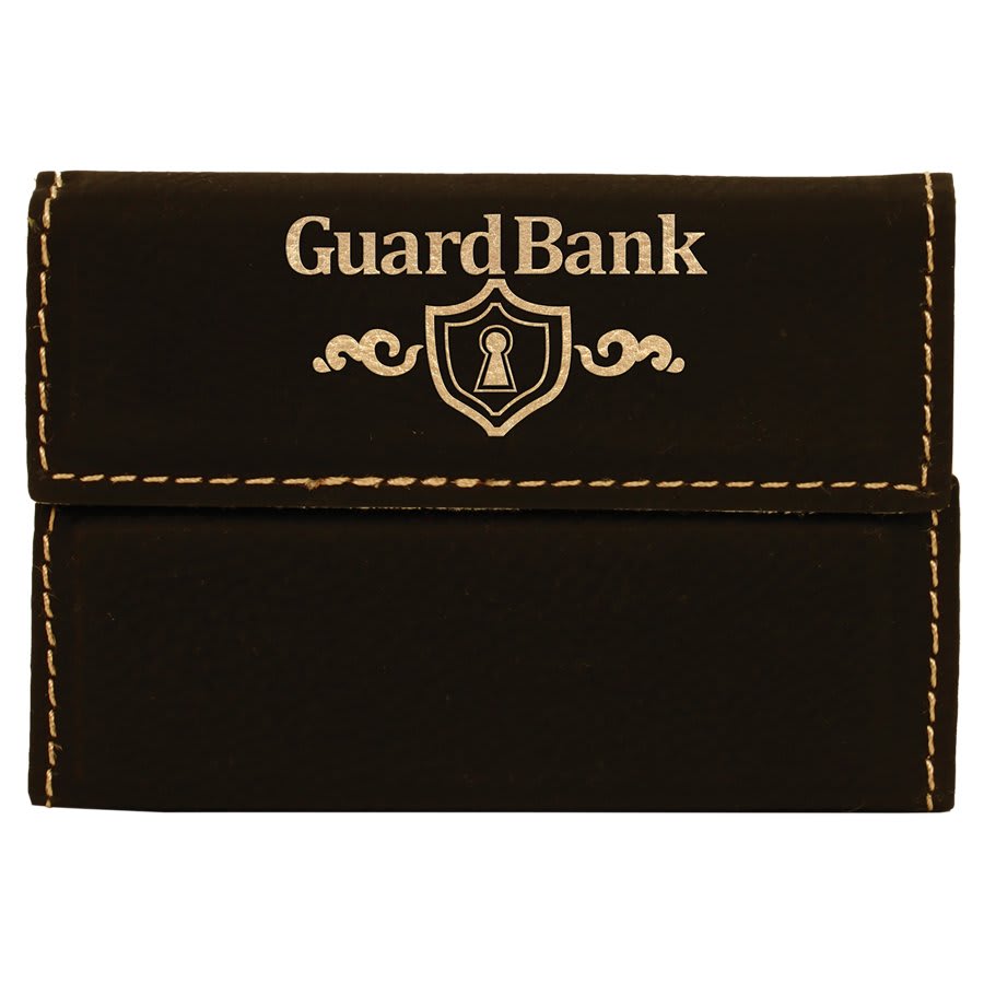 Black/Gold Leatherette Hard Business Card Holder