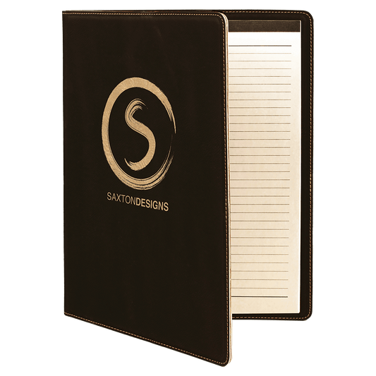 Black/Gold Leatherette Portfolio with Notepad